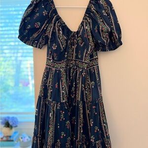 Pinch Navy Floral Puff-Sleeve Mini Dress